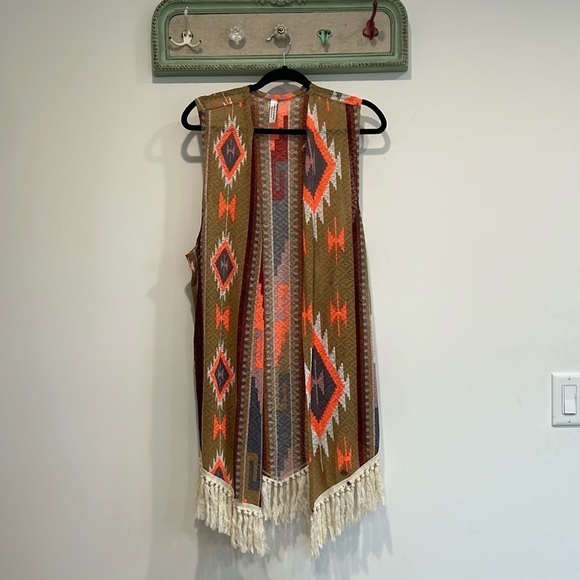 Giddy up glamour south western bohemian Aztec duster vest women’s size 1x - Picture 10 of 10